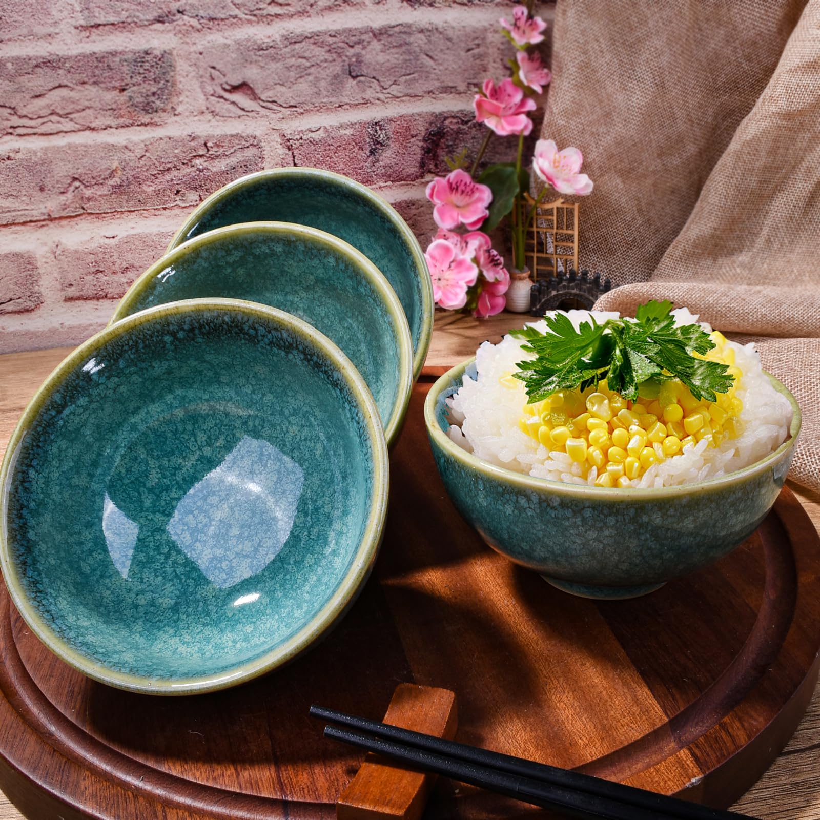 Amazon.com | BOSILI Porcelain Rice Bowls Ceramic Sushi Bowl Set of