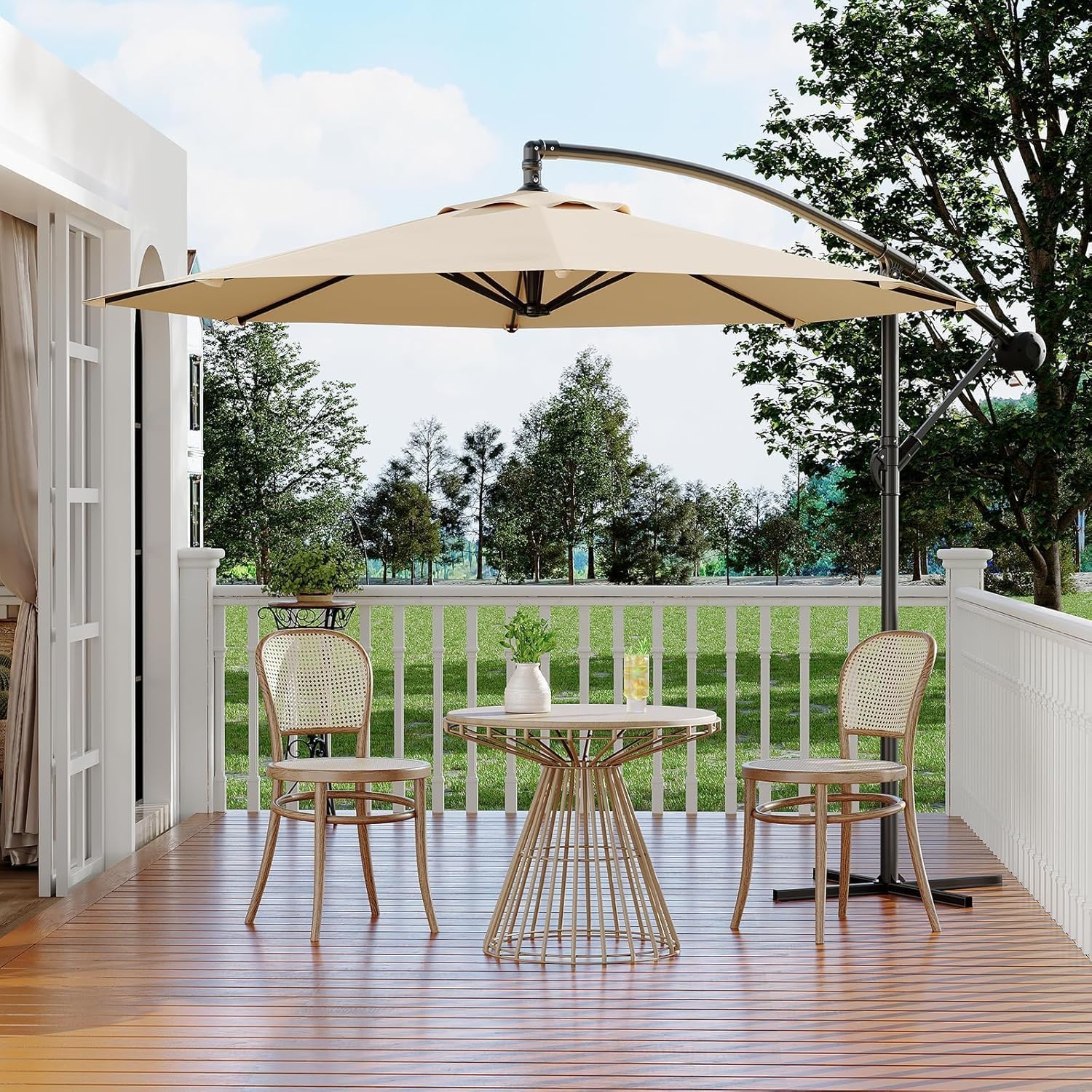 GarveeHome 10 ft Outdoor Cantilever Patio Umbrella, Offset Umbrella with UV Protection & Fade Resistance, Easy Lift & Tilt, Navy Blue for Deck, Pool & Garden,