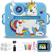 Câmera Infantil, Portátil Digital, Pode Selfie com 32GB Cartão, Papel Fotográfico, Canetas Coloridas, Vídeo HD, Brinquedos Meninas Meninos com Crianças de 3 a 14 Anos （Azul）