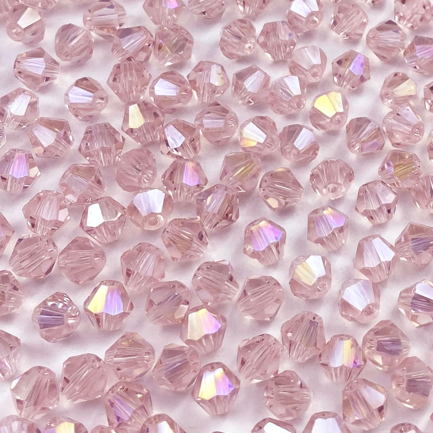 400pcs 4mm Bicone Crystal Glass Beads Loose Spacer Beads Faceted Craft Beads for Jewelry Making DIY Necklace Bracelet Earring Wind Chimes Suncatchers Ornamen(Pink AB)