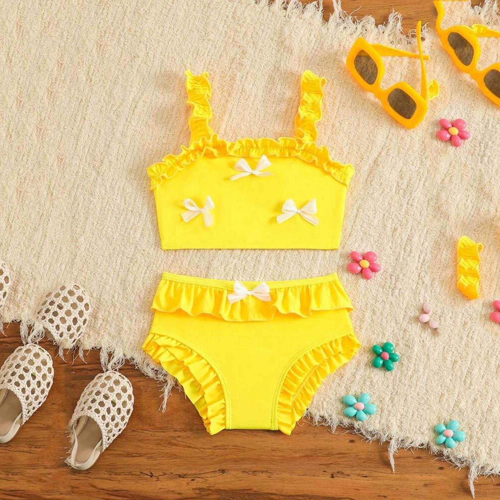 Generisch Bañador para niña coreana con bonito lazo y tirantes para bebés, niños pequeños y niños, perfecto para fiestas en la playa y en la piscina