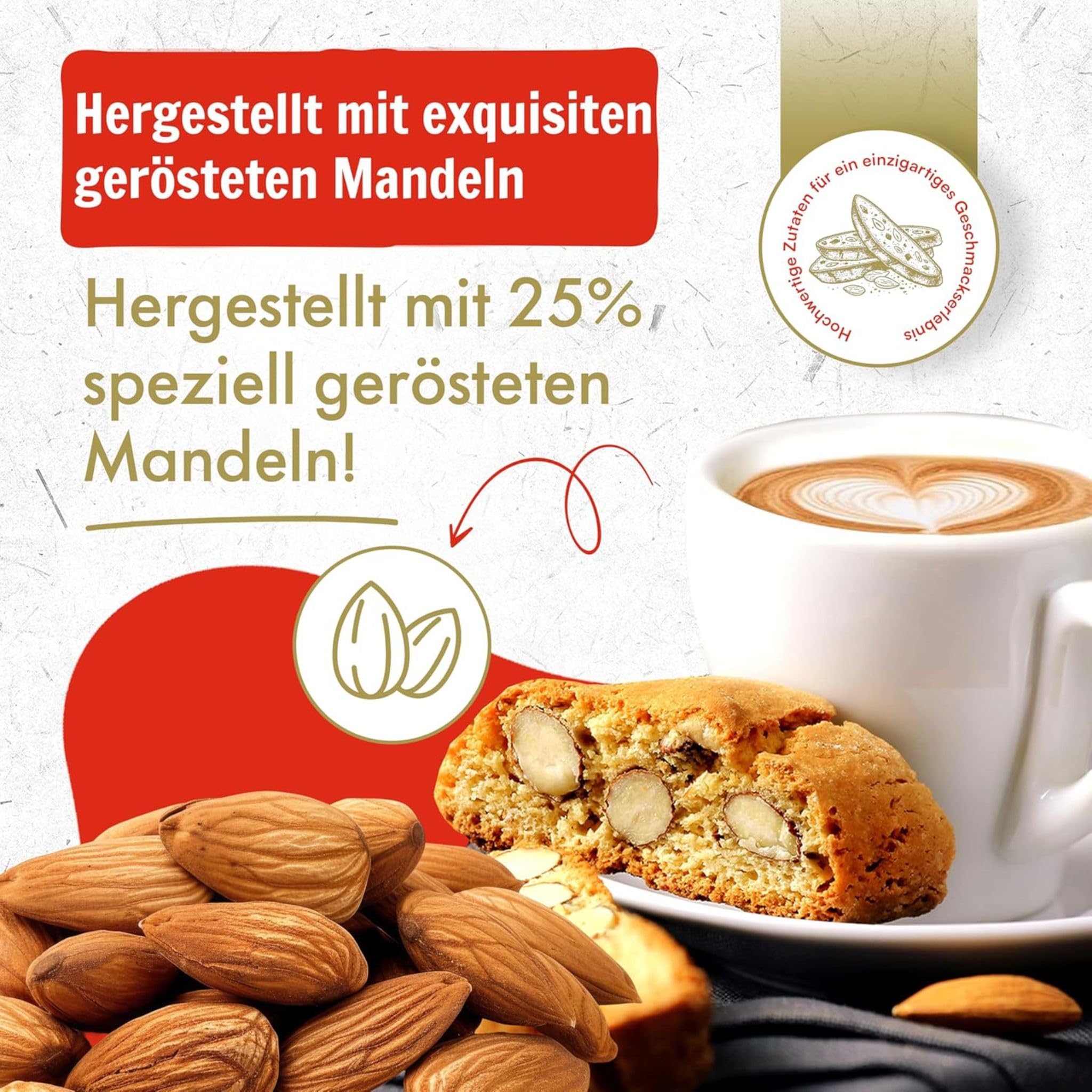 Belli Cantuccini 10er Pack IGP alle mandorle 25% Mandeln (10x 250g) | Mandelgebäck aus Italien | Keks mit Mandeln | 2500g abgepackte Gebäckstücke | italienische Kekse