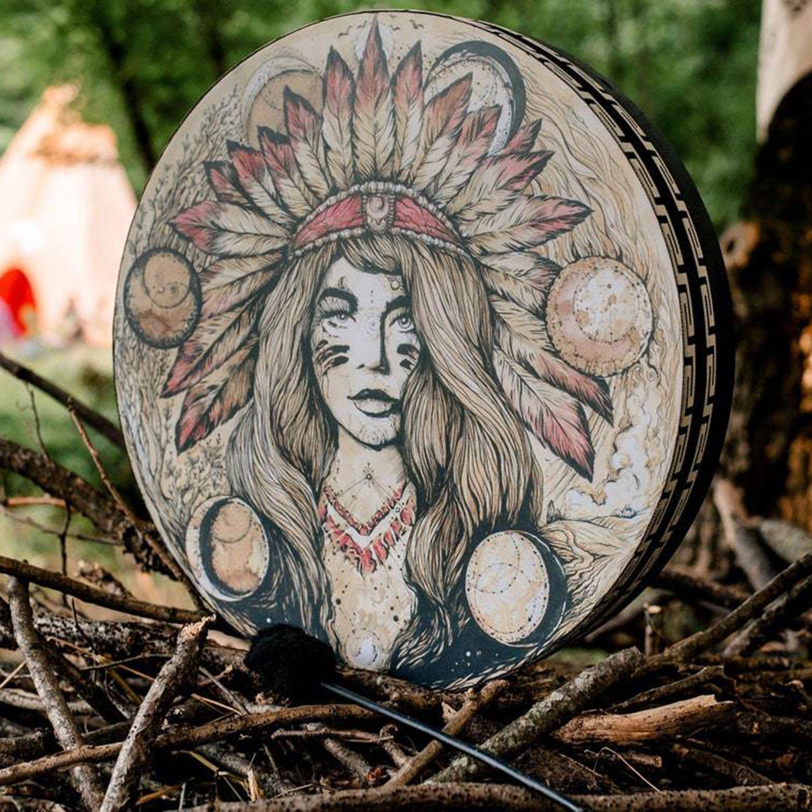 Yeeda Tambour chaman - Musique Tambour chaman spirituel | Tambour sibérien, décor spirituel, cadeaux pour les amateurs de musique de méditation de yoga
