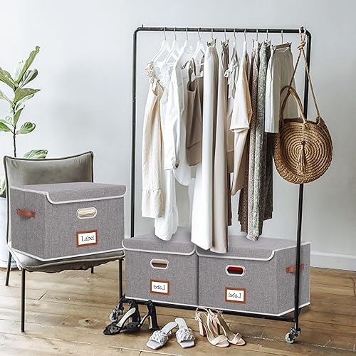 Miniatura 3 de Yawinhe Paquete de 4 cajas de almacenamiento con tapas, cestas de almacenamiento, cubos de almacenamiento de 13 x 9 x 7.9 pulgadas, contenedores