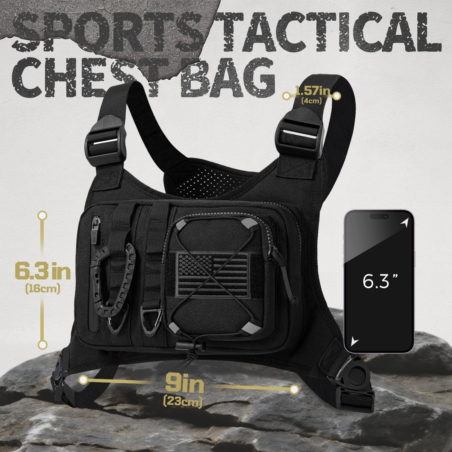 Outdoor EDC Chest Bag,Tactical Chest Bag for Men,Chest Vest with Holster,Men Chest Pack for Running,Cycling