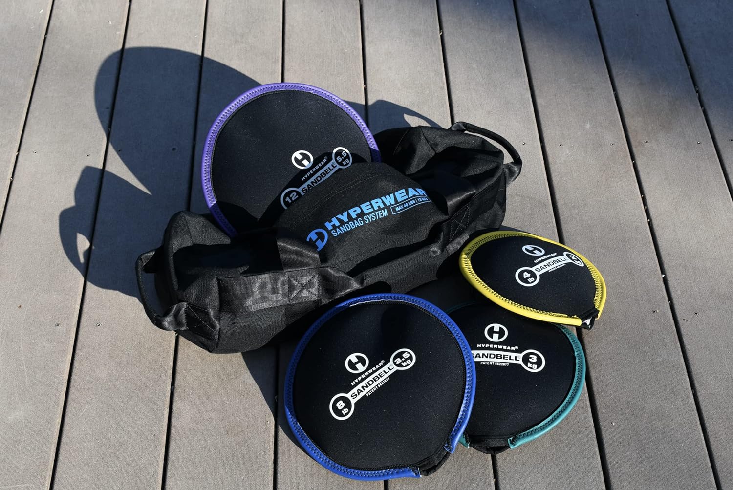 HYPERWEAR Adjustable Sandbag System, Heavy-Duty with Handles & Pre-Filled SandBell Filler Sandbags (25, 40, 80, 160 lbs)