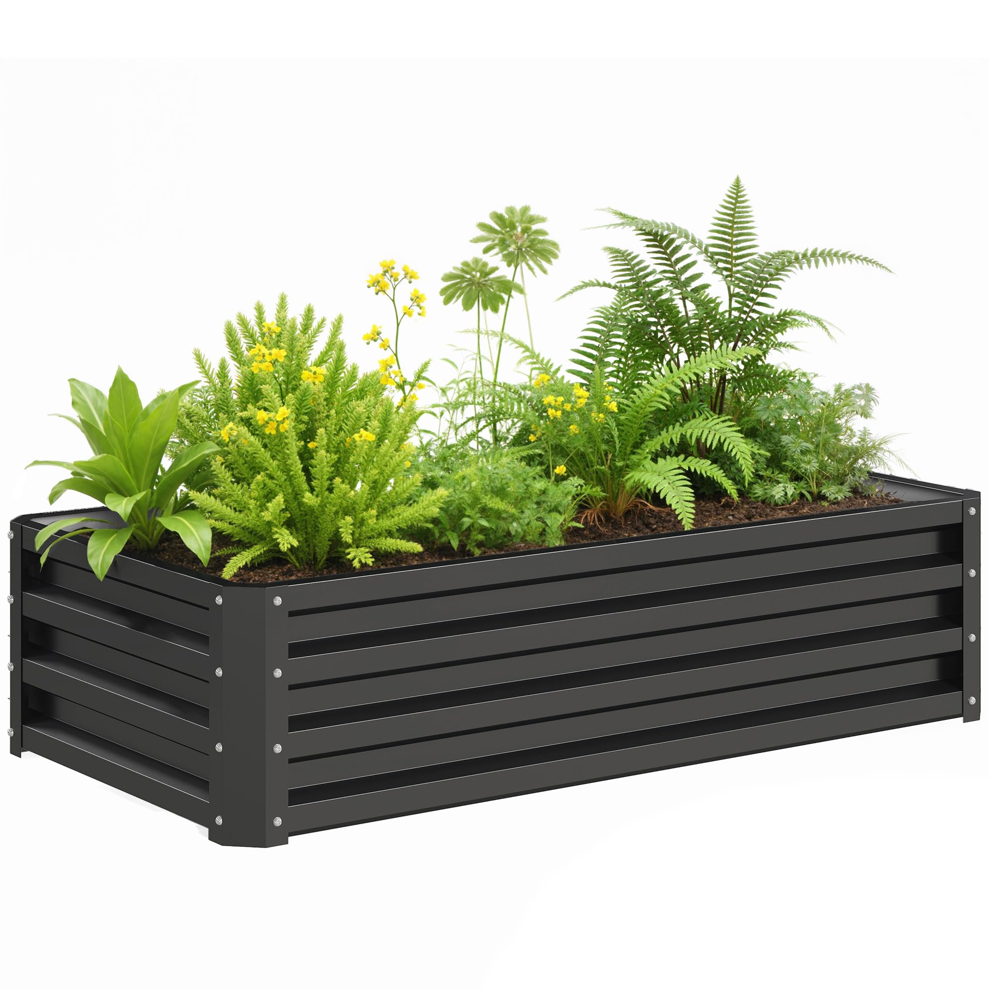 Outsunny 216L Raised Garden Bed, Galvanised Planter Box Outdoor with Open Bottom, Metal Raised Garden Bed Kit for Vegetables, Flowers and Herbs, 120 x 60 x 30.5cm, Grey