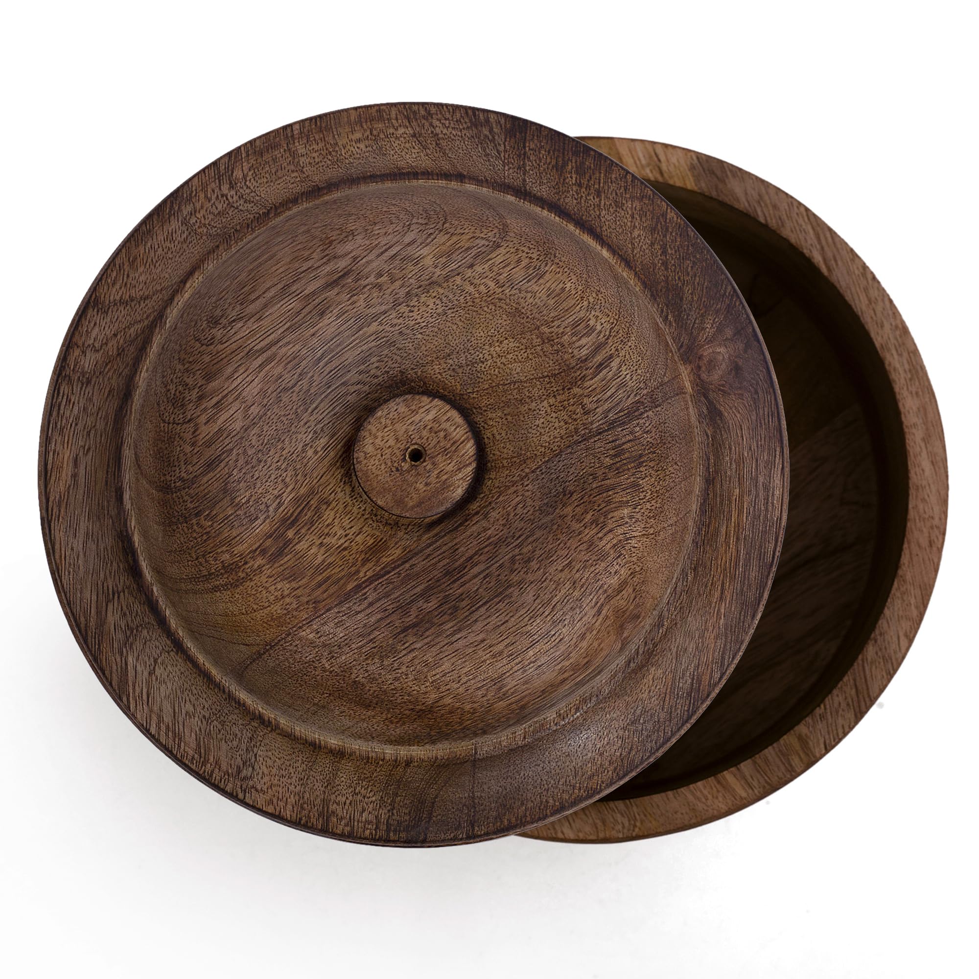 Handgefertigter mexikanischer Tortilla-Stövchenkorb aus Holz indischer Chapati-Roti-Brothalter Box Pfannkuchen-Keeper-Serviergeschir Hot Pot Auflaufform Deckel Home Küche Essdekor, Antik Braun 23 x 11