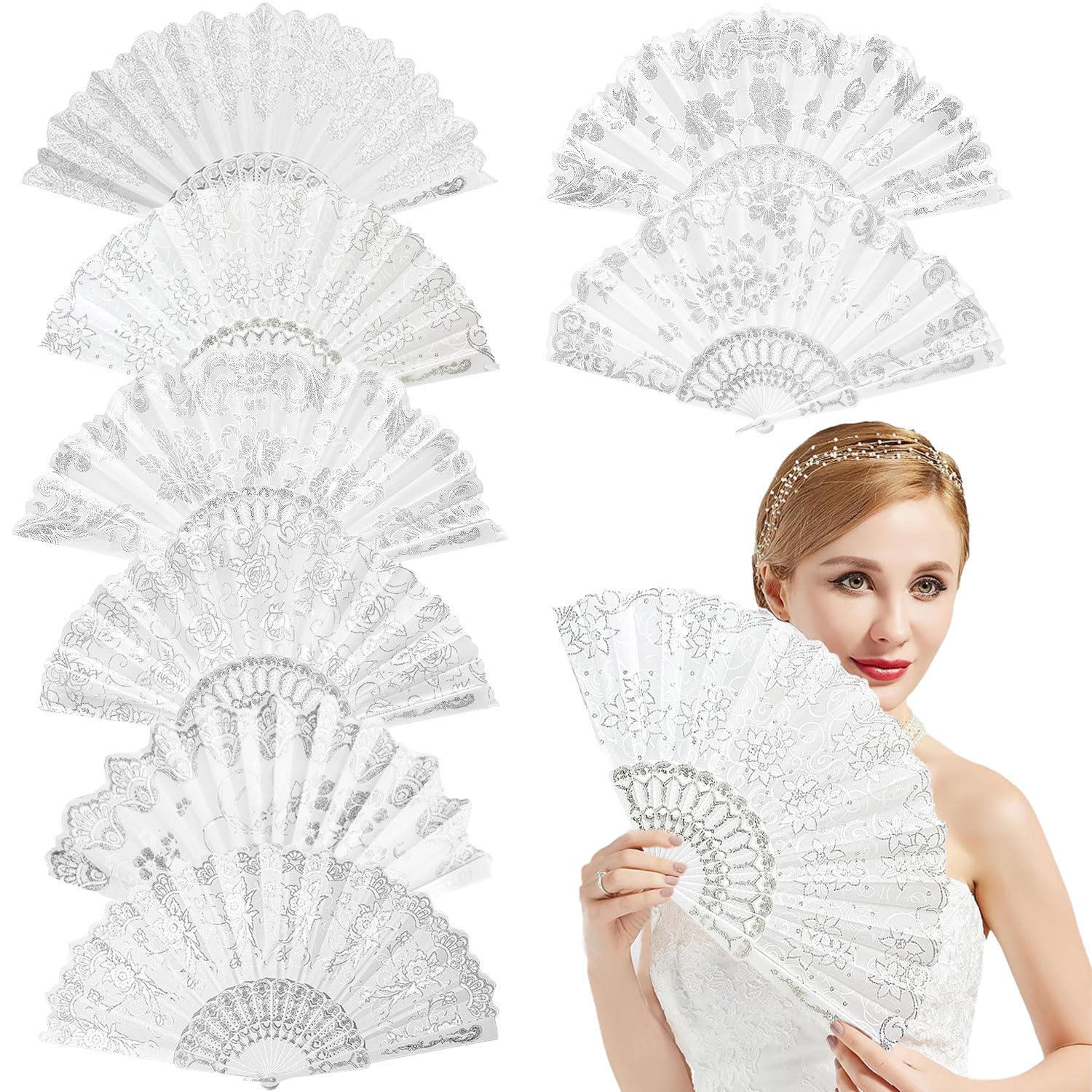 8 Piezas Abanicos Boda para Invitados Abanico Abanicos Personalizados Abanicos Abanicos Blancos Abanicos para Novias Abanico Plegable para Boda Fiesta de Promoción Atrezzo Decoración Halloween