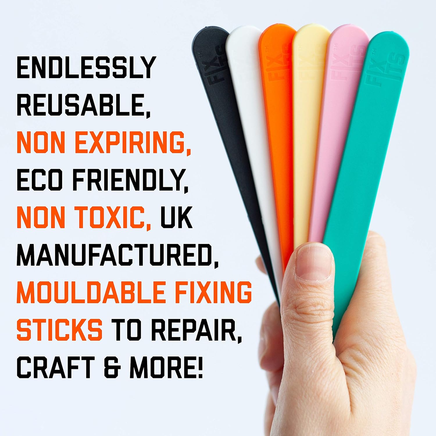 Fixits Gift Tin with 12 x 10g Reusable Mouldable Eco Glue Stick Alternative, FixIts Booklet & 3 x FixIts Stickers - Unusual Gift Idea, Student Essentials for University, House Warming Gift