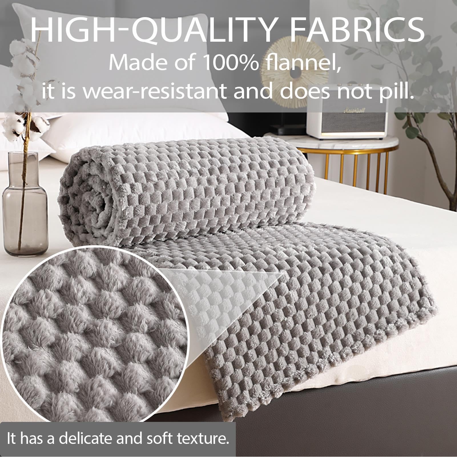 STGAO Manta Polar Franela Esponjosa Microfibra 120x265cm Gris Claro