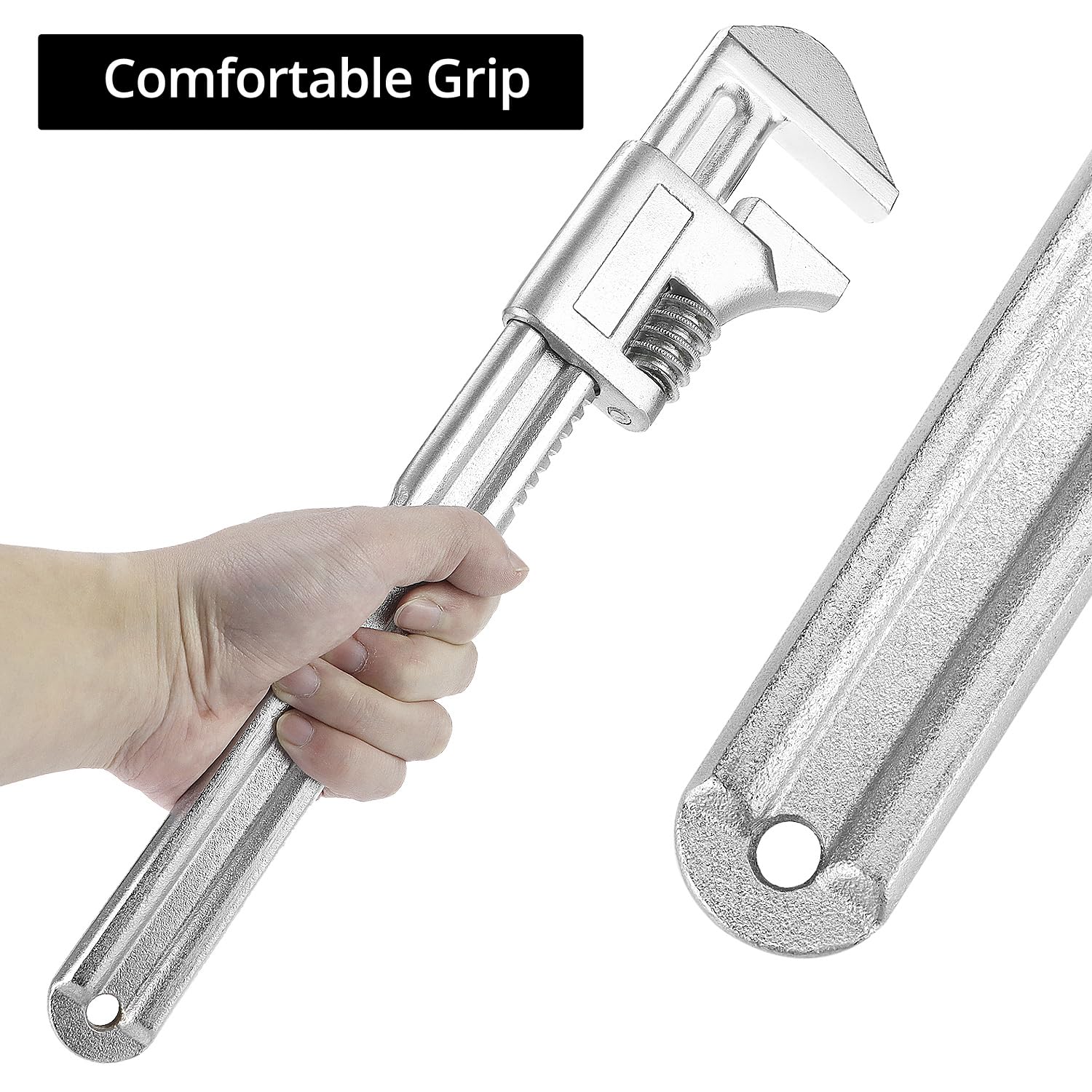 QWORK Clé à molette 38,1 cm – Outil chromé réglable pour plomberie, tuyau, maison, réparation automobile