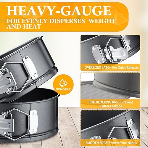 Miniatura 3 de Sunnyray Juego de 16 mini moldes Springform  Mini moldes para tartas de queso a prueba de fugas, molde redondo antiadherente de acero al carbono con