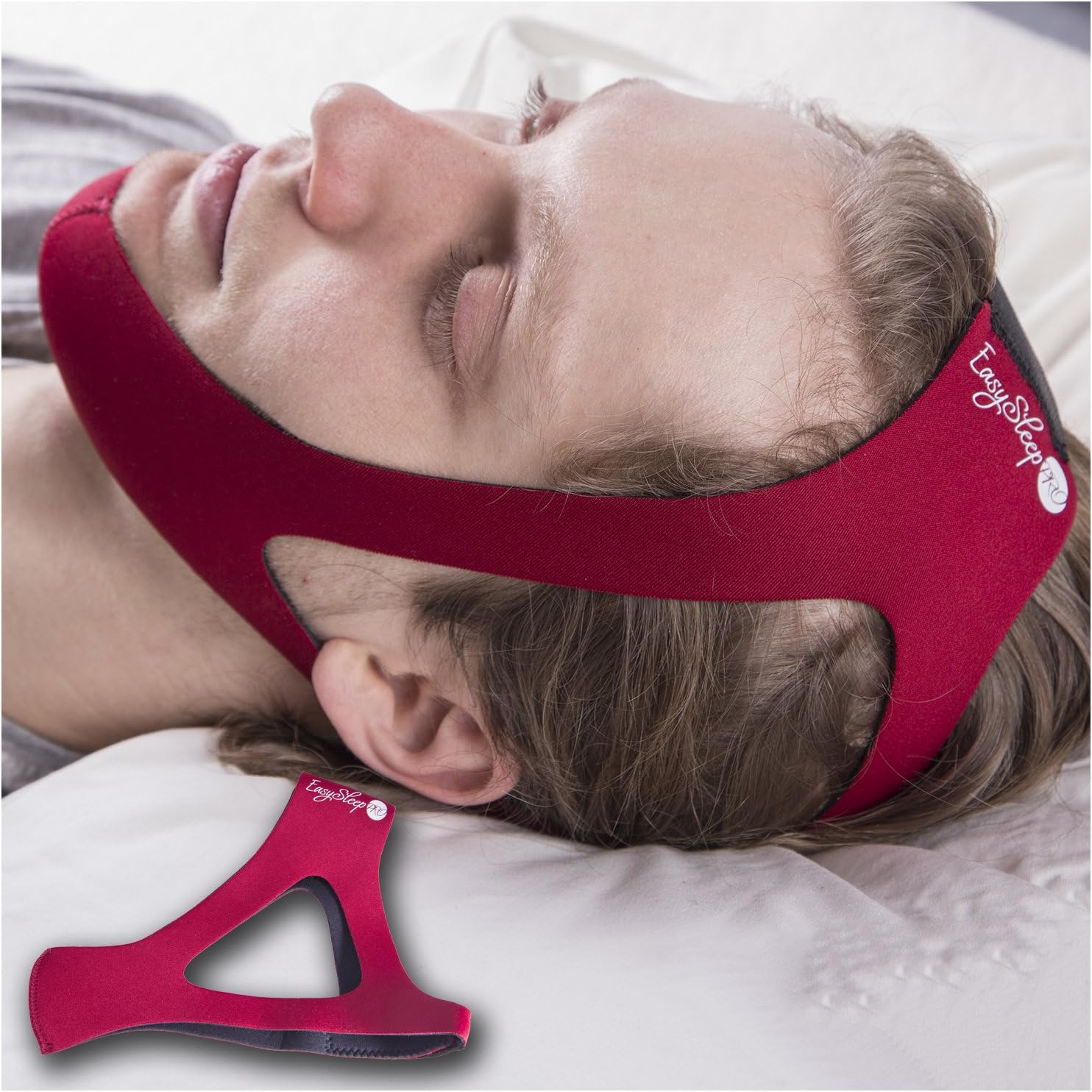EasySleep Pro Adjustable Stop Snoring Chin Strap (Red)