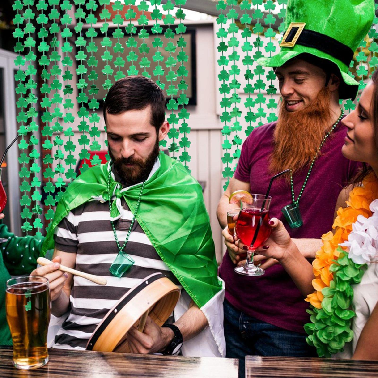 Xbsduih Ghirlanda a quadrifoglio verde per porta di casa, ghirlanda a