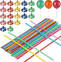 Bunt Ballonstangen Einzeln, 50 Stück Kunststoff Ballonstäbe 32cm, Wiederverwendbar Stäbe Halter für Luftballons für Hochzeit