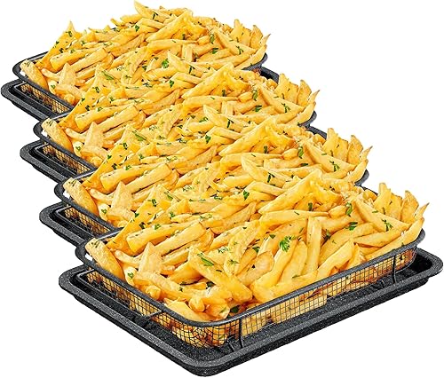 Vista 10 de Bakken Swiss Crisper Tray - Juego de 2 piezas - Mármol blanco, diseño de cesta antiadherente para cocinar más saludable en hornos regulares - Logra