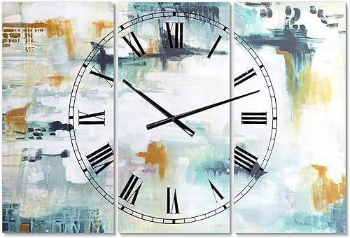 Reloj de pared moderno de 3 paneles de composición verde azulado y blanco para decoración del hogar, dormitorio, baño, oficina, sala de estar