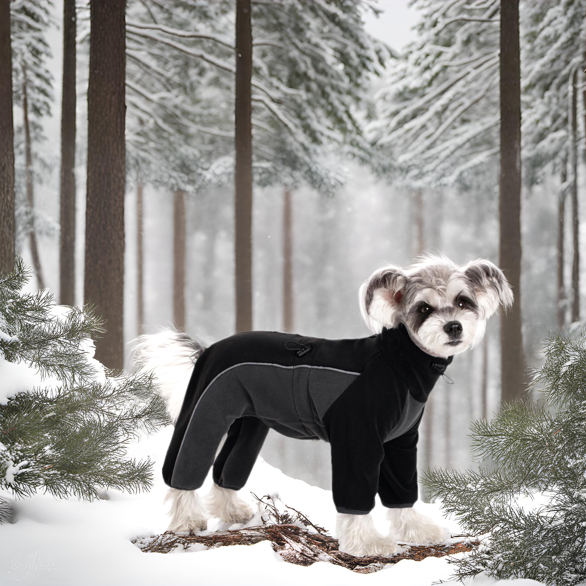 Fleece-Mantel für kleine und mittelgroße Hunde – Pullover, Pyjama, Overall mit Beinen, Winddicht, warm, kaltes Wetter, Ganzkörperweste, gemütlicher Schneeanzug, Bekleidung, Outfit, Kleidung
