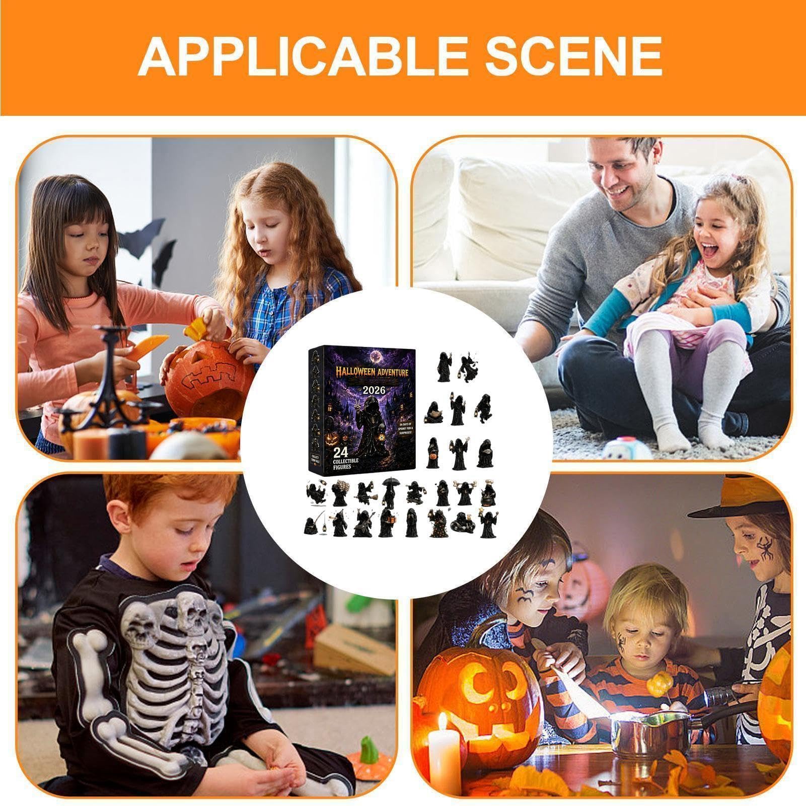 Calendario Cuenta Regresiva Halloween Con Figura Accesorio Coleccionable | Calendario de Cuenta Atrás Figuras de Fantasmas Halloween Para Adultos Y Adolescentes Árbol Ventana Puert
