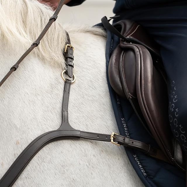 Foto 4 de 5 de SUNRIDE Pechopetral Ascotde Cuero Genuino con martingala, para Caballos