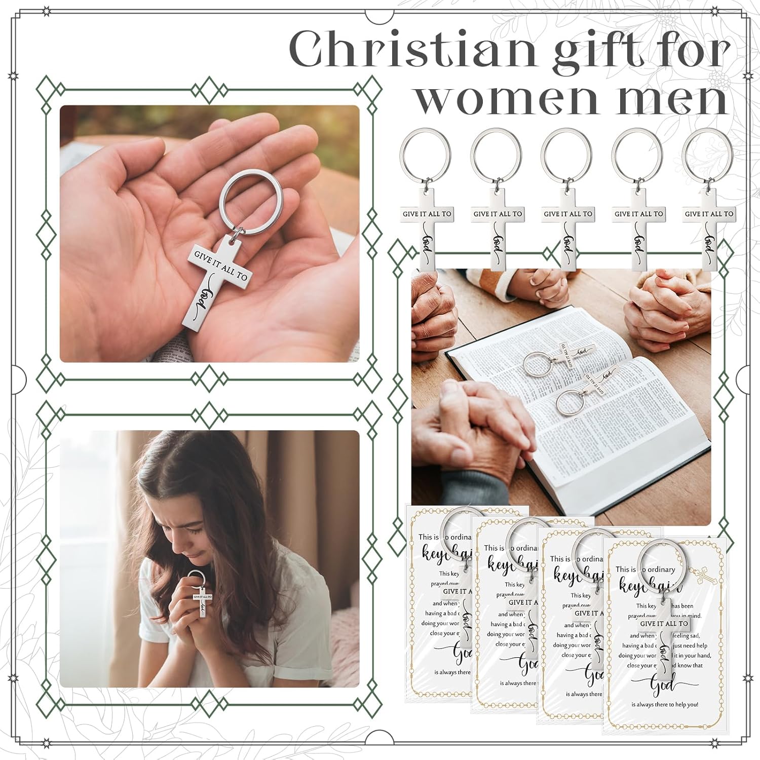 Christian Gifts Buk Rleligious Jesus Keychains with Inspirational Faith Gift Card for Christian Men Women - Image 6