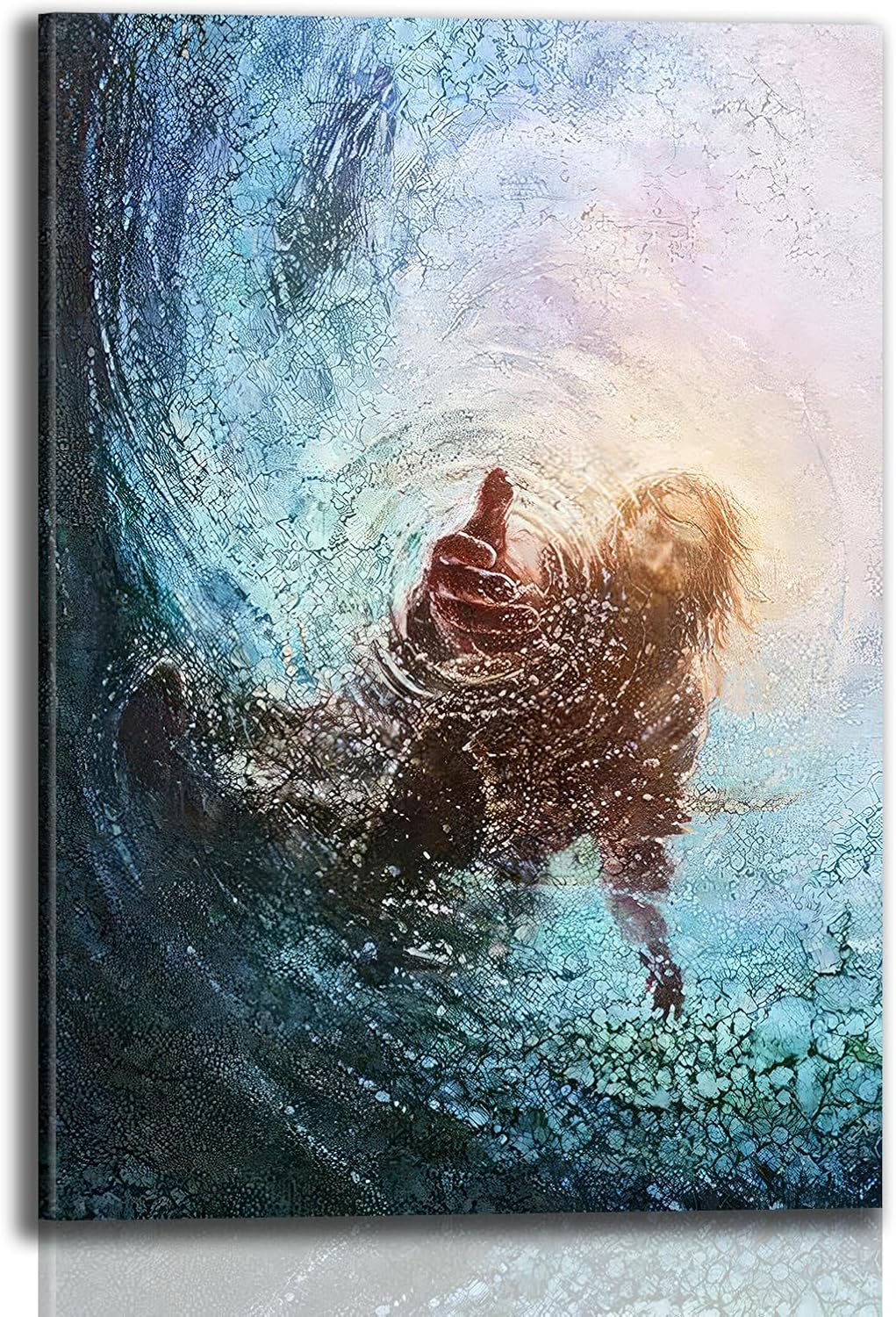 Framed Jesus Canvas Wall Painting Christian Jesus and Praying Woman Wall Decor Bible Art, Healing Woman Living Room Print Poster, Prayer Room Church Decor Ready to Hang 16x24 Inch