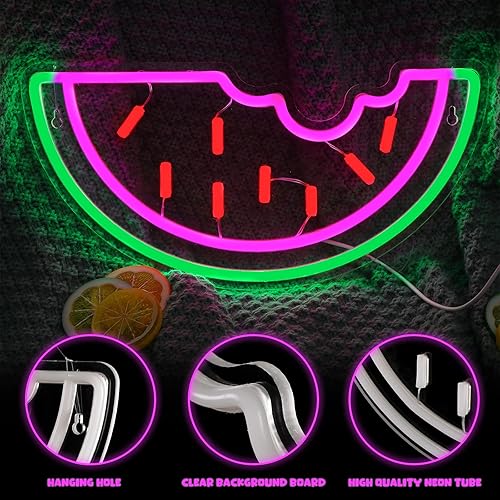 Miniatura 2 de Letrero de neón de sandía, funciona con USB, luz LED de neón acrílica, arte de frutas, letreros de luz LED decorativos para el hogar, dormitorio,