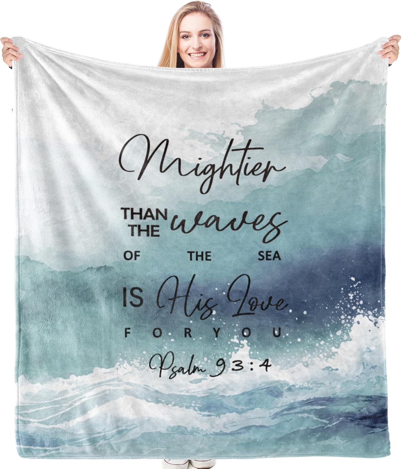 HIWX Christian Gifts for Women, Christian Blanket, Religious Gifts for Women Christian, Faith Based Gifts, Bible Gifts for Women, Prayer Blanket, Ocean Blanket, 50x60 Inches