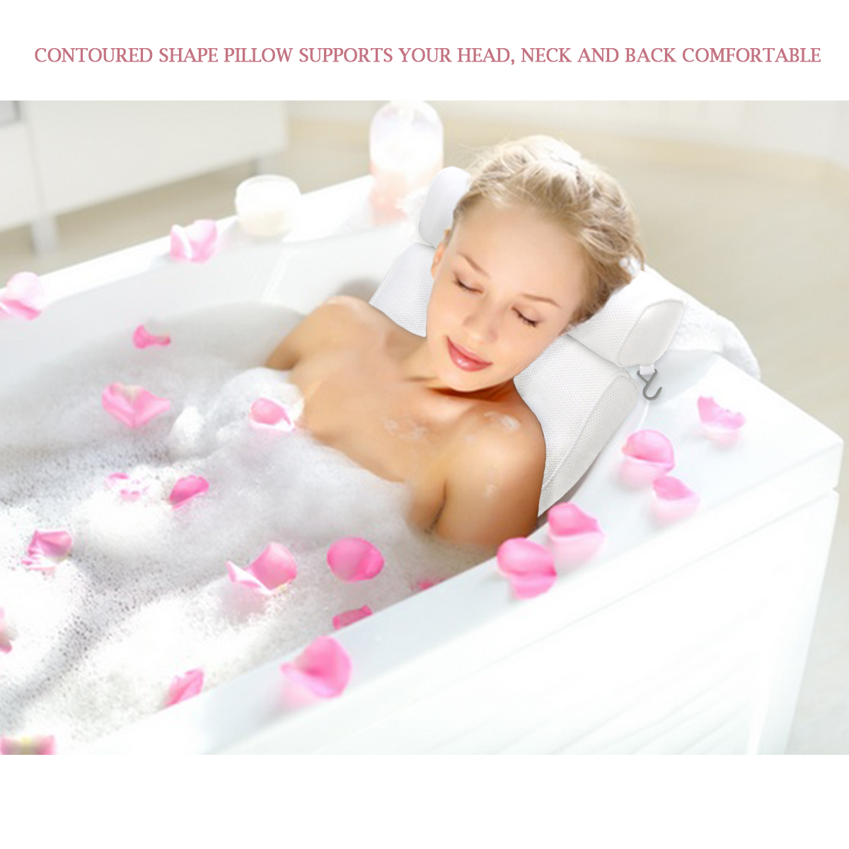 Coussin Avec Ventouses Coussin De Baignoire Avec 6 Ventouses - Oreiller De Bain Pour Cou Et Épaules - Tissu Séchage Rapide - Cadeau Spa