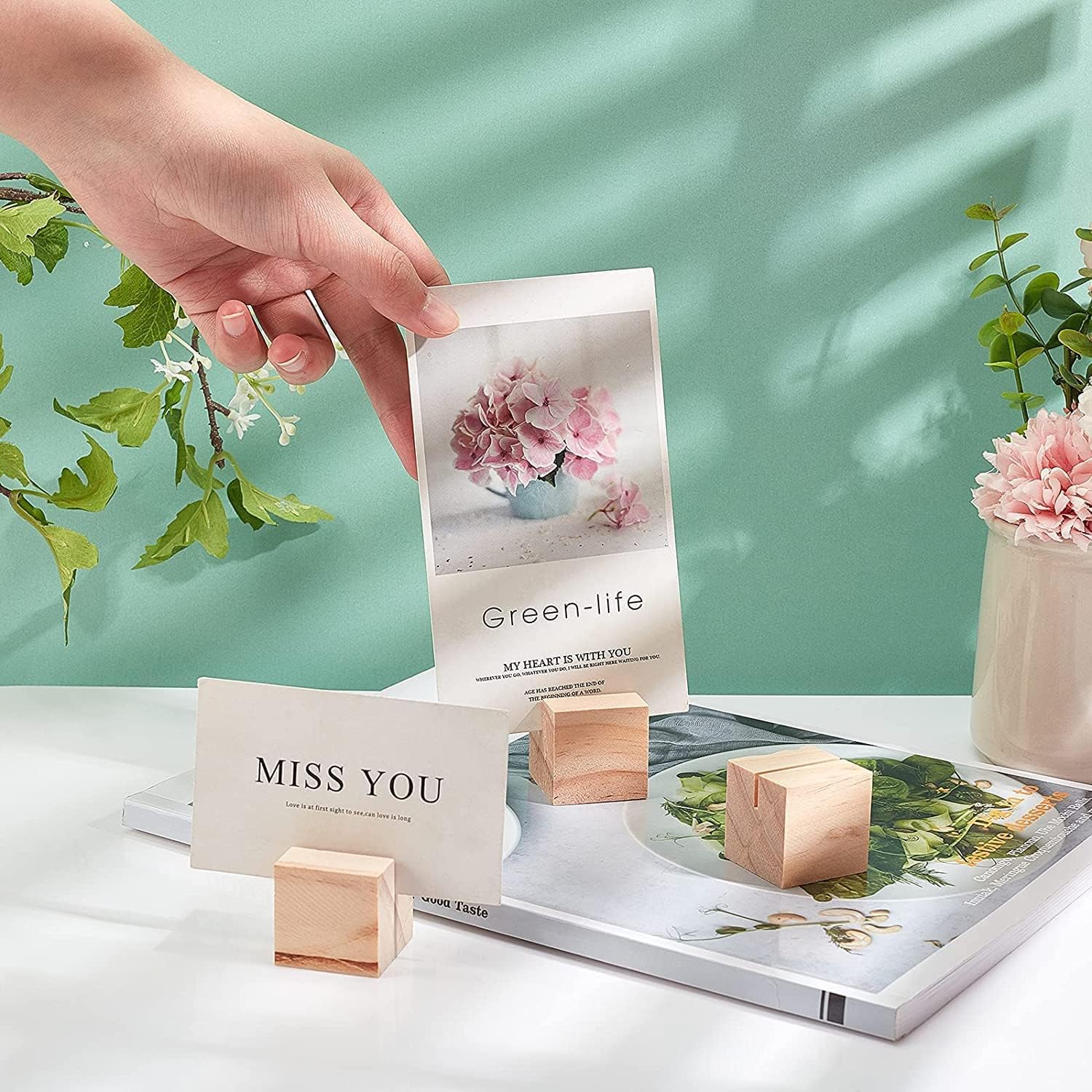 Amazon.co.jp: 20個 カードスタンド 木製メモスタンド 3cm正方体 メモ