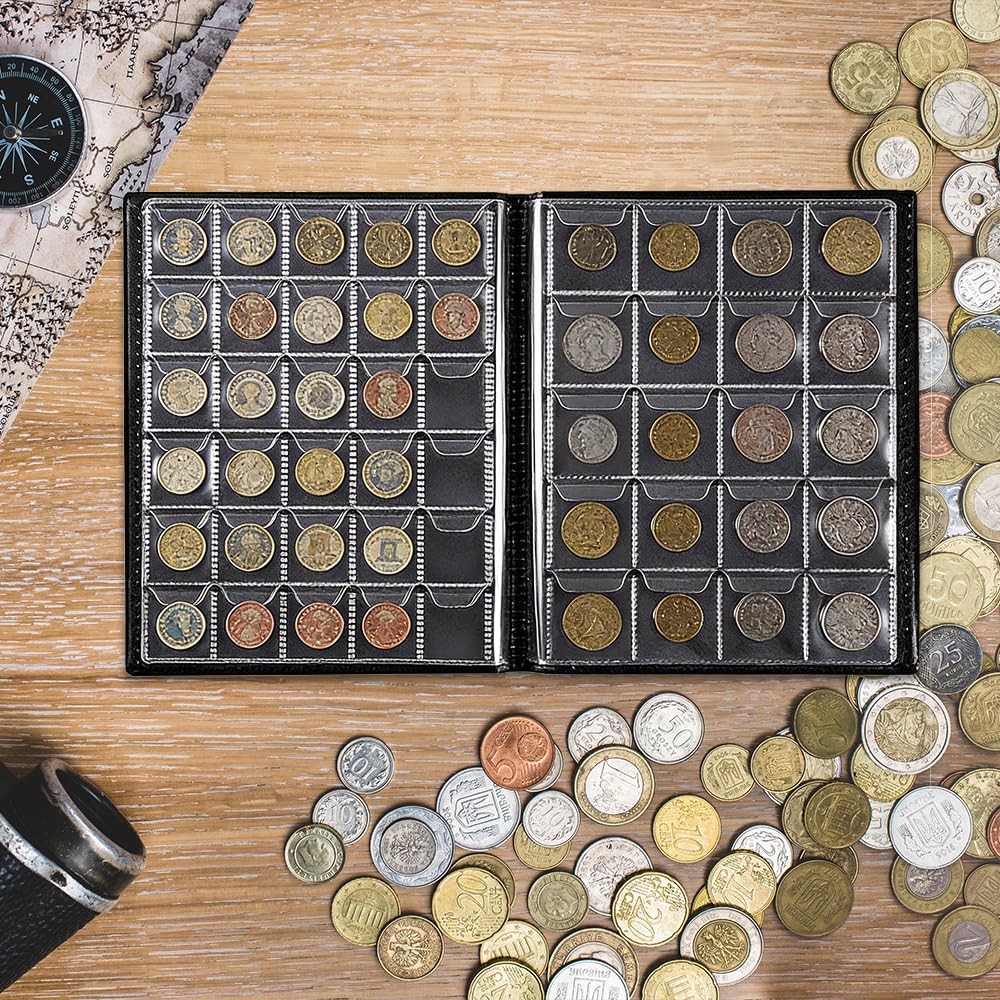 Album per Monete 480 Tasche Raccoglitore 2euro Collezione, Collection Raccoglitore Coin Album Libro per Monete da Collezione Portamonete Raccolta per Euro, Sterlina, Pence
