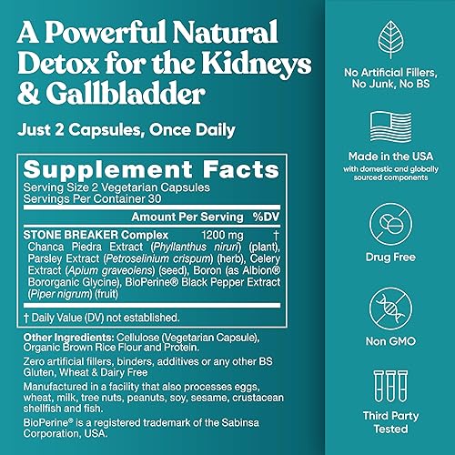 Miniatura 7 de Chanca Piedra Stone Breaker - The Original Stone Breaking Formula with Celery Seed & Parsley to Detox Urinary Tract & Flush Impurities - Kidney &