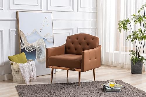 Miniatura 7 de SZLIZCCC Silla decorativa moderna, sillón tapizado de cuero PU, sillón tapizado, silla de salón de club. Adecuado para estudio, silla de sala de