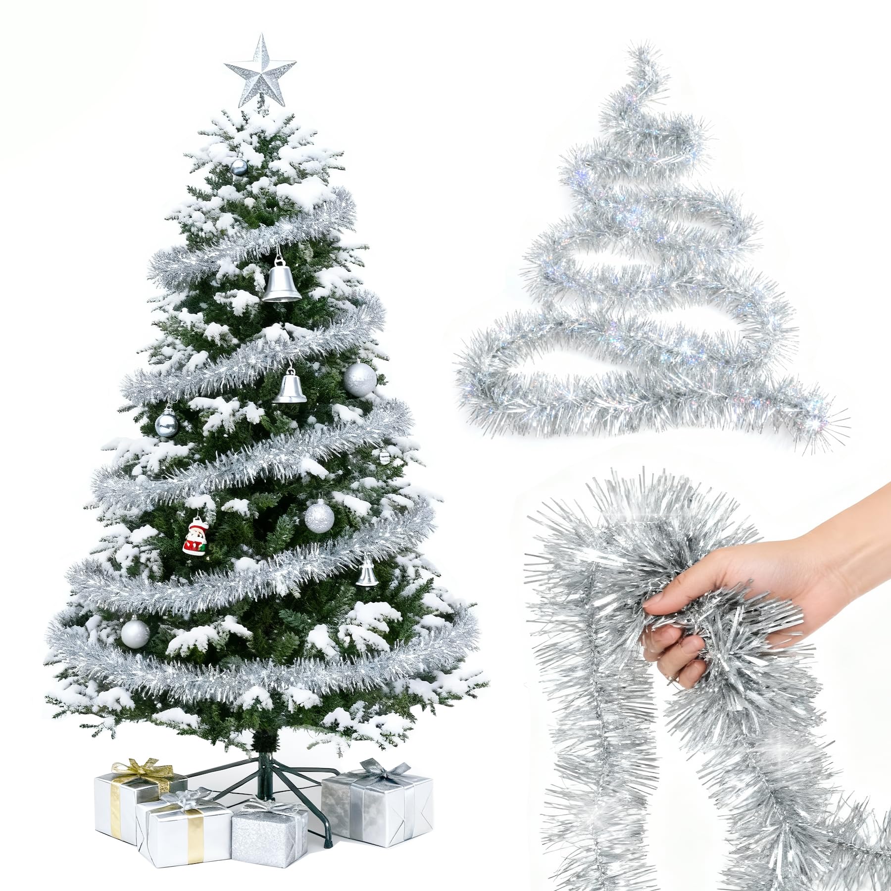 Guirlandes Tinsel Noël ZoneYan 10 Pièces - 18m De Guirlandes Scintillantes Métalliques Pour Arbre De Noël, Mariage Et Fêtes