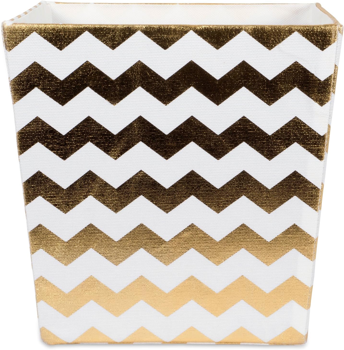 DII Hardsided Polyester Trapezoid Storage Bin, Chevron, Gold, Medium