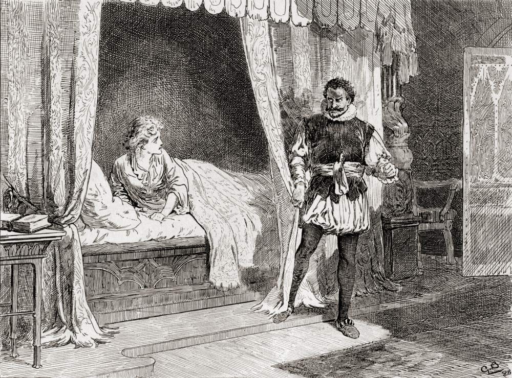 A Scene From William Shakespeare's Play Othello. Act V, Scene 2. Desdemona: "talk You Of Killing?" Othello: "ay I Do." Illustration By Gordon Browne. From The Works Of William Shakespeare, Published