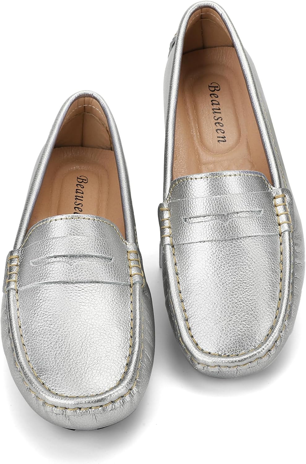 BEAUSEEN Women's Genuine Leather Penny Loafers Classic Driving Moccasins Casual Slip On Comfort Women Loafer Shoes - Image 4