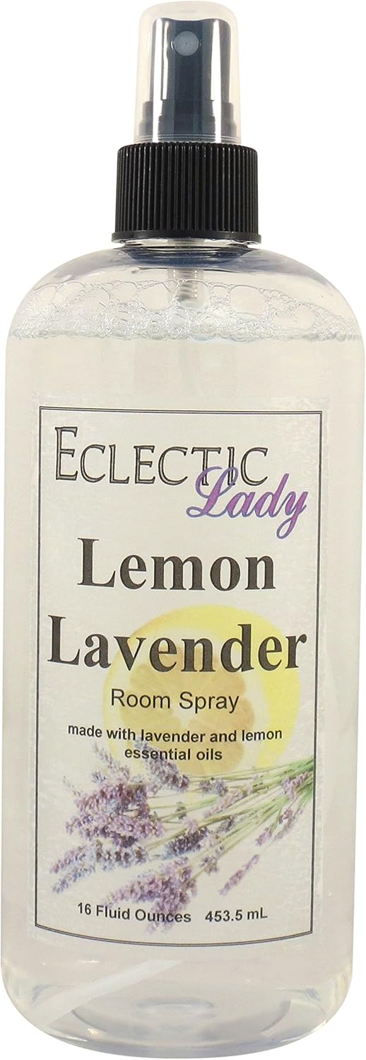 Lemon Lavender Room Spray (Double Strength), 16 Ounces, No Artificial Colors, Parabens, or Preservatives - Fragrant Aromatic Room Mist For Home, Room, Office, Made With Essential Oils