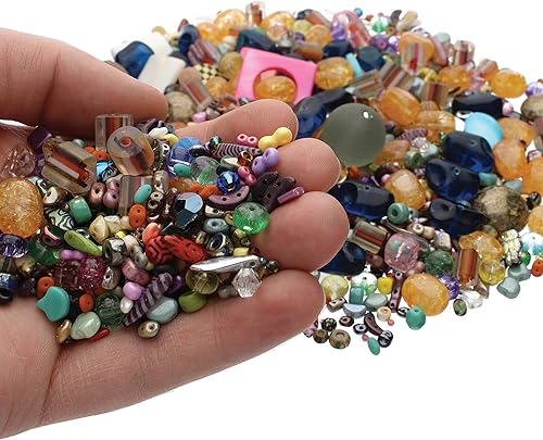 Miniatura 2 de The Beadsmith Caja de cuentas, 2 libras de cuentas de vidrio en varias formas, tamaños y colores, variaciones únicas en cada caja, uso para