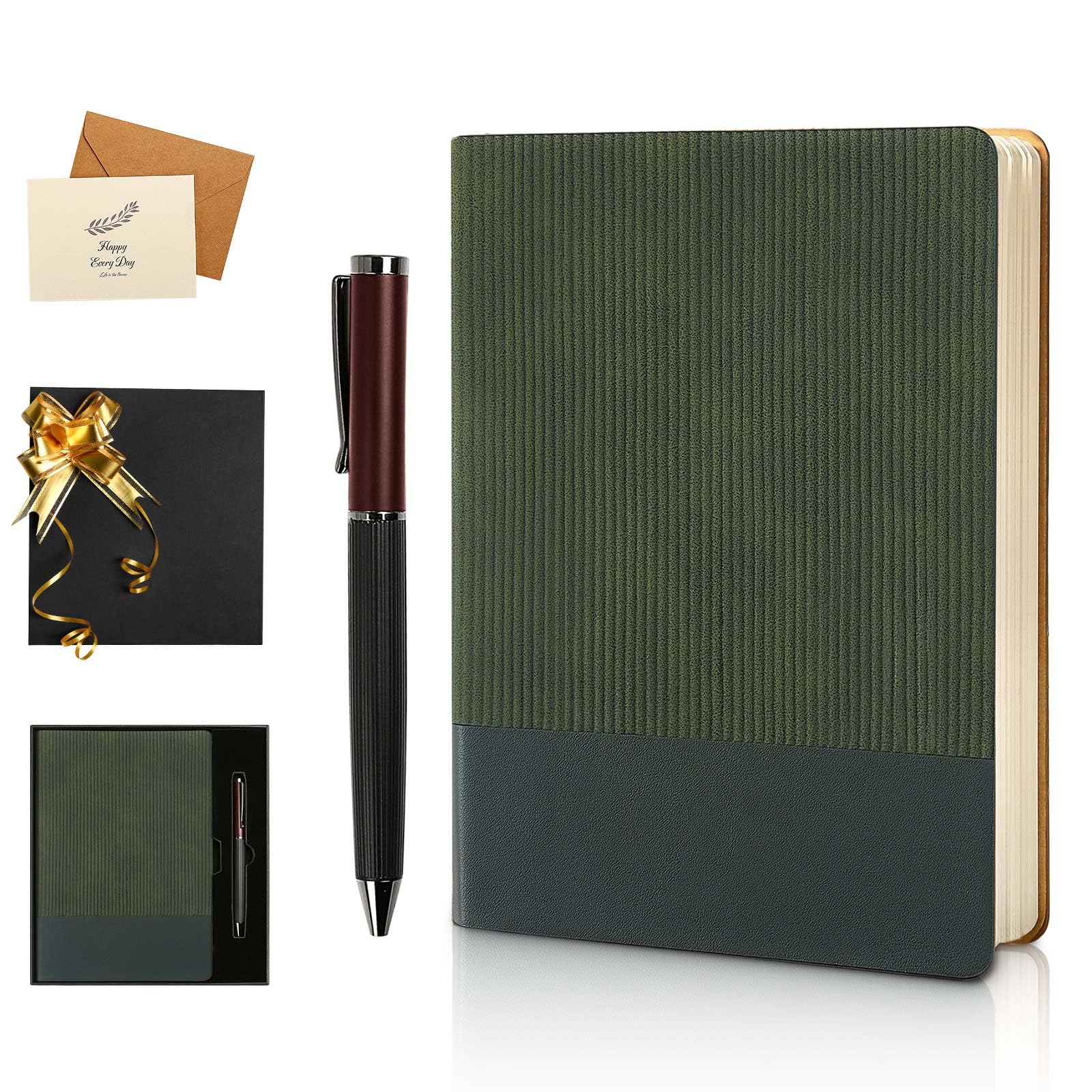 TSFPapier A5 Lined Notebook with Pen & Gift Box 216 Pages PU Leather Journal for Women Men 100GSM Thick Paper College Ruled Notebook for Christmas