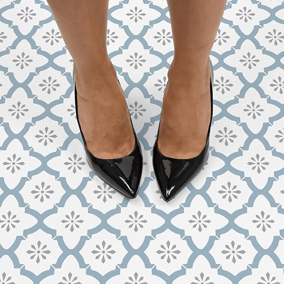 WallPops FP2943 Alfama Peel & Stick Floor Tiles, Multi-Colour, 12 x 12 inches