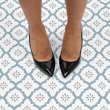 WallPops FP2943 Alfama Peel & Stick Floor Tiles, Multi-Colour, 12 x 12 inches