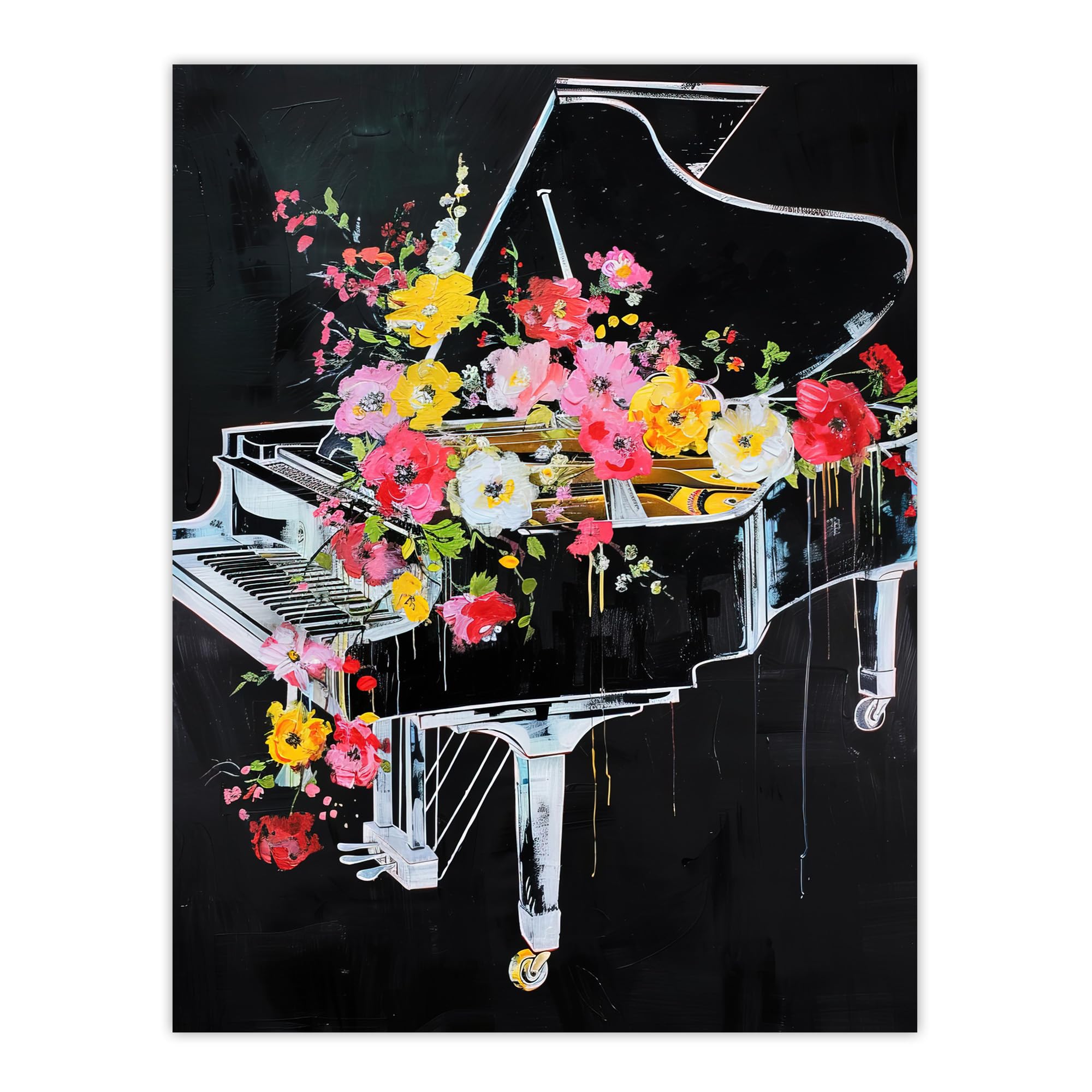 Artery8 Wildflowers in Grand Piano Street Art Graffiti Living Room Large Wall Art Poster Print Thick Paper 18X24 Inch