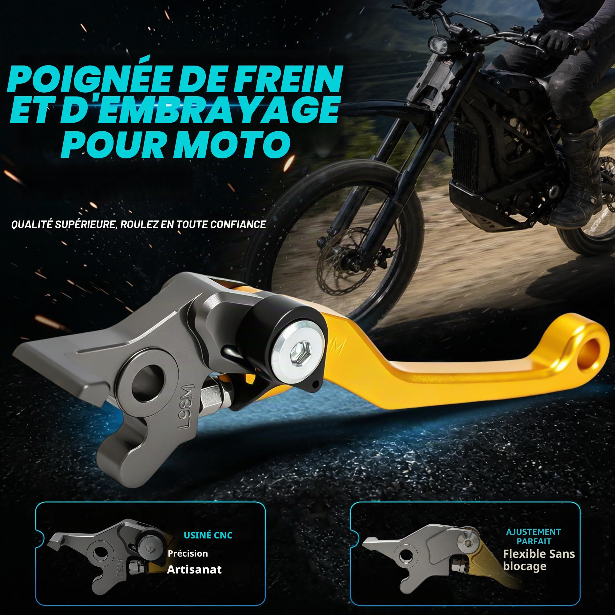 Sur Ron Levier de frein pour Ultra Bee Pivot réglable Surron UltraBee Levier de frein électrique CNC pour moto tout-terrain Doré