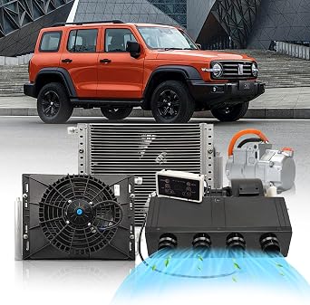 12 Volt Under Dash Air Conditioner with Remote Control, Universal Air Conditioner 12V A/C for Car 9500BTU 3-in-1 Compressor&Condenser DC AC 12V, Low Noise Fast Cooling for Car, Sedan, Pickup, Van