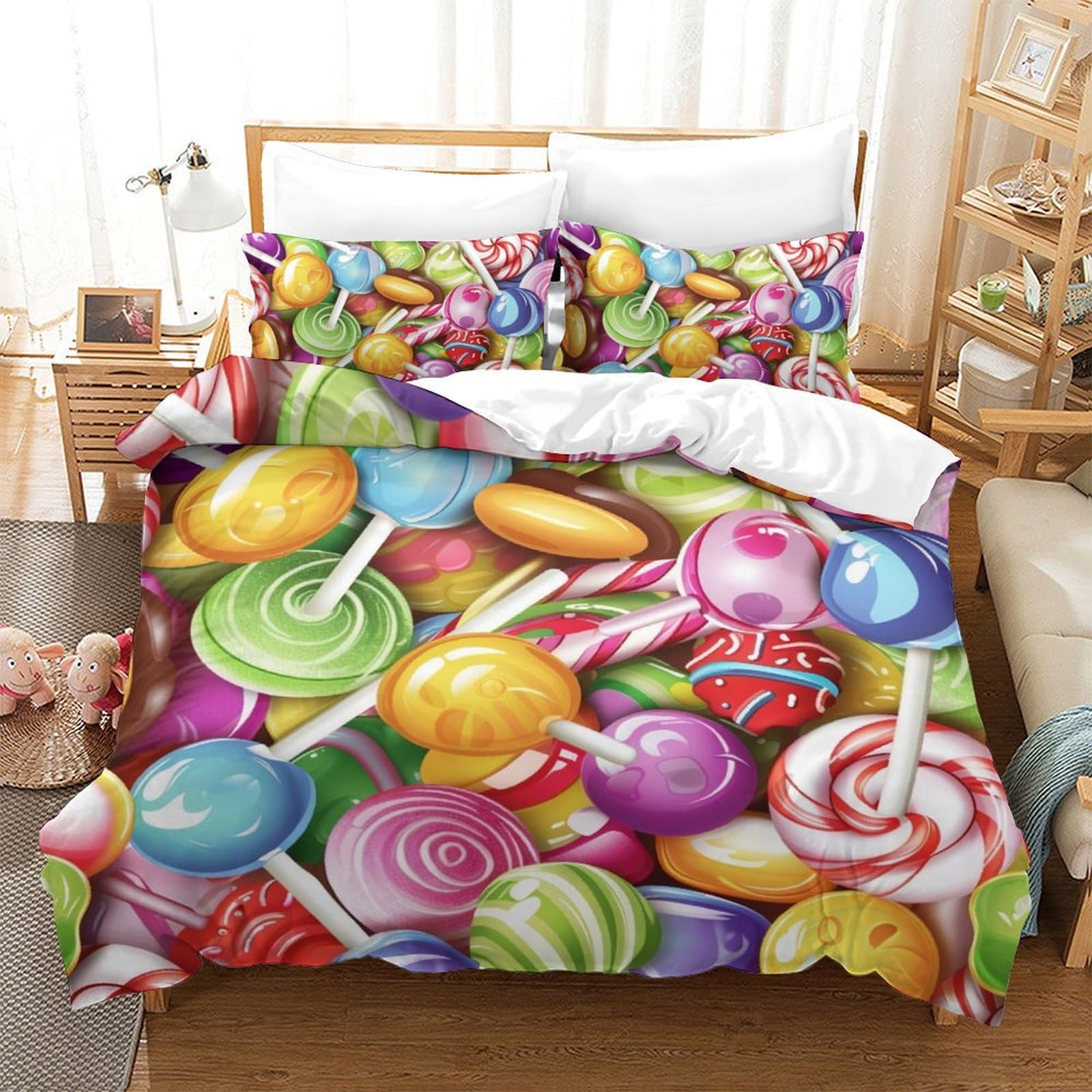 Parure de lit 3 pièces Lollipop 200x200 anti-décoloration pour chambre d'ado
