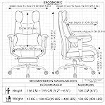 Efomao Executive Office Chair, Black Big and Tall Desk Chair | Mattress-grade pocket spring cushion, sleek leather, 135° recline & footrest for computer gaming setup.