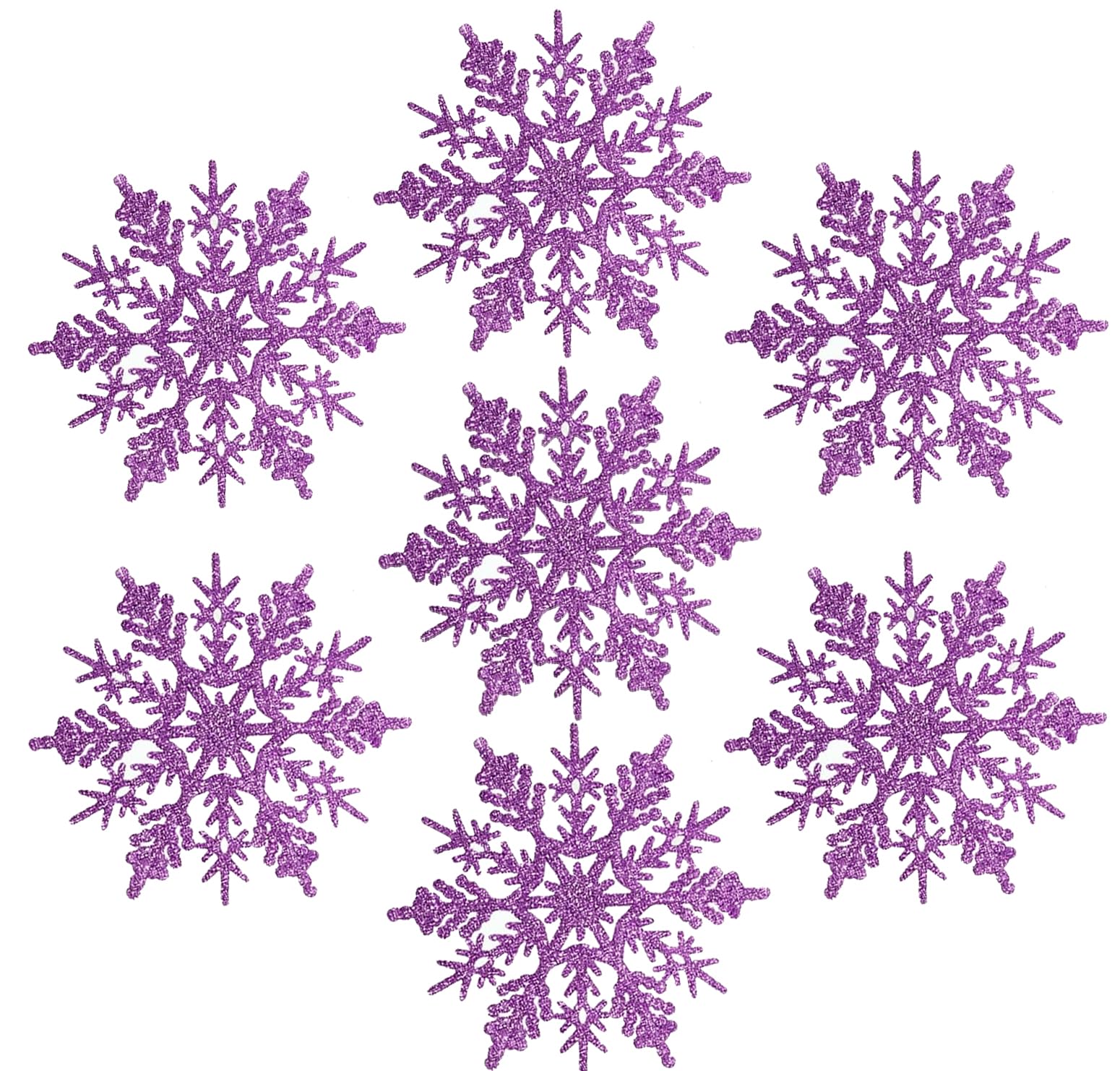 Flocons de neige violets AMS de 100 mm pour la déco de sapin de Noël en lot de 30 pièces