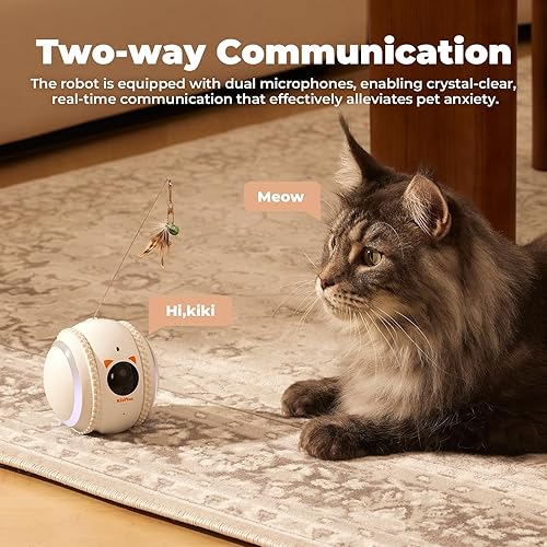 Miniatura 2 de Cámara para gatos, cámara para gatos para interiores con aplicación de teléfono, audio bidireccional que se mueve libremente con WiFi, cámara
